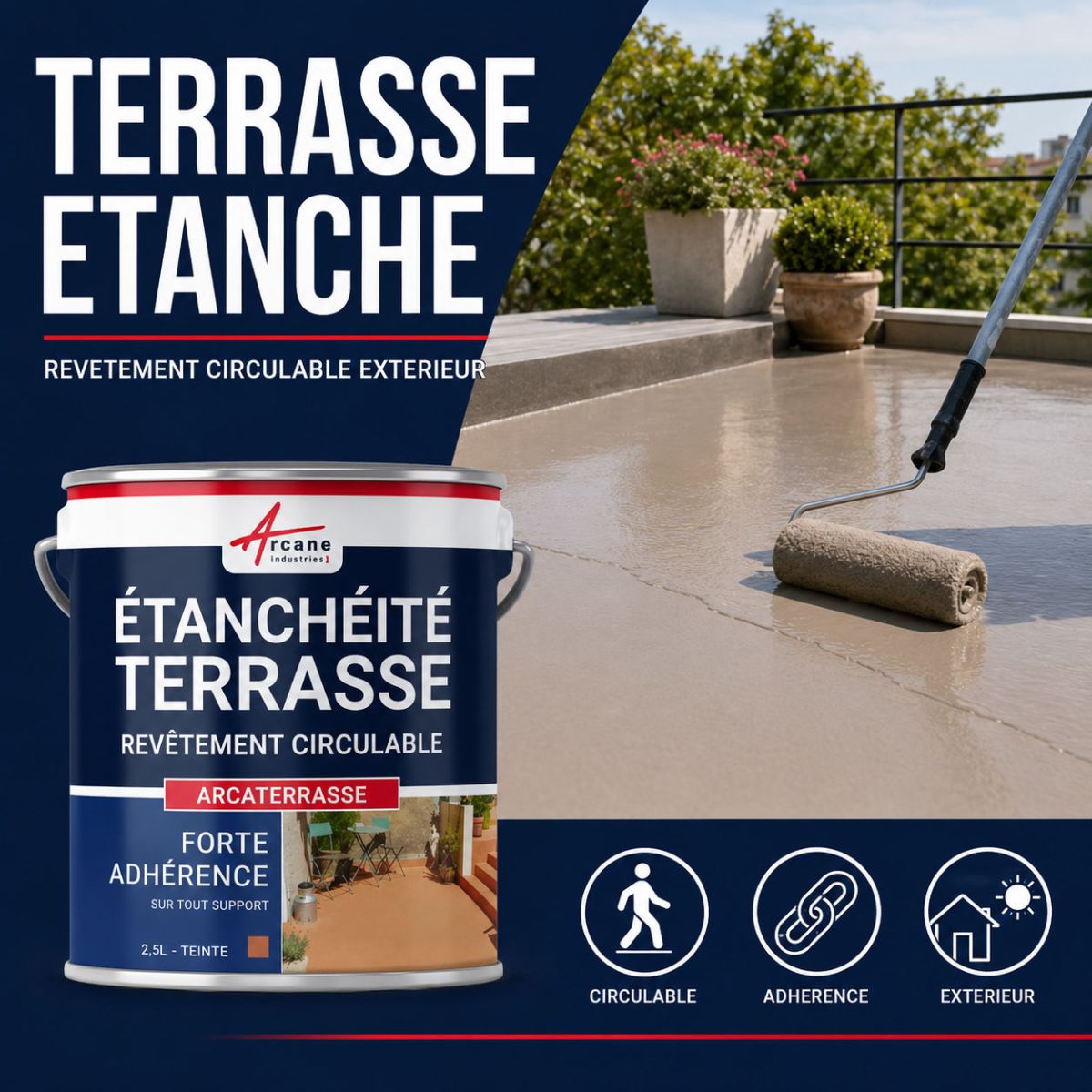 Résine Etanchéité Terrasse Circulable - Peinture Colorée - ARCATERRASSE - 10 L Vert Provence - ARCANE INDUSTRIES - 3