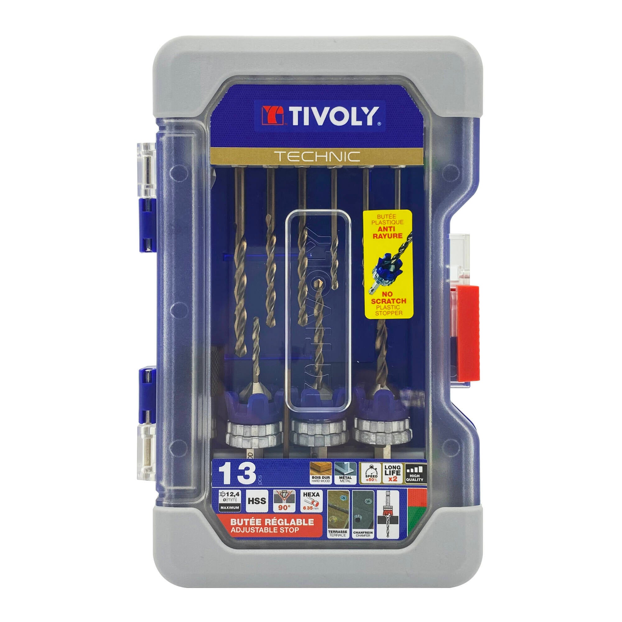 Tivoly • Coffret 13 pièces -3 kits mèche & fraise bois métal HSS 2en1 ...
