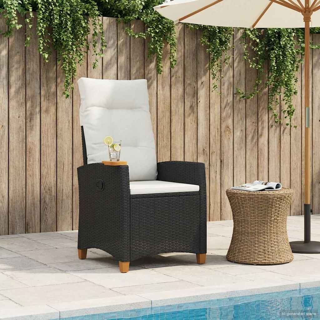 Chaise inclinable avec plateau à thé 62 x 64 x 112 cm polyrotin | Leroy ...