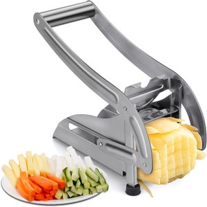 Coupe-frites Manuel Professionnel - Avec 2 Lames Inox Interchangeables (8 Et 11 Mm) - Pour Pommes De Terre, Carottes, Concombres - Base Antidérapante