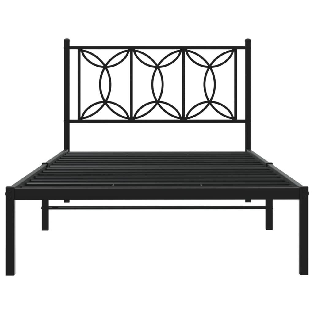 Estructura cama sin colchón con cabecero metal negro 100x200 cm vidaXL - 5