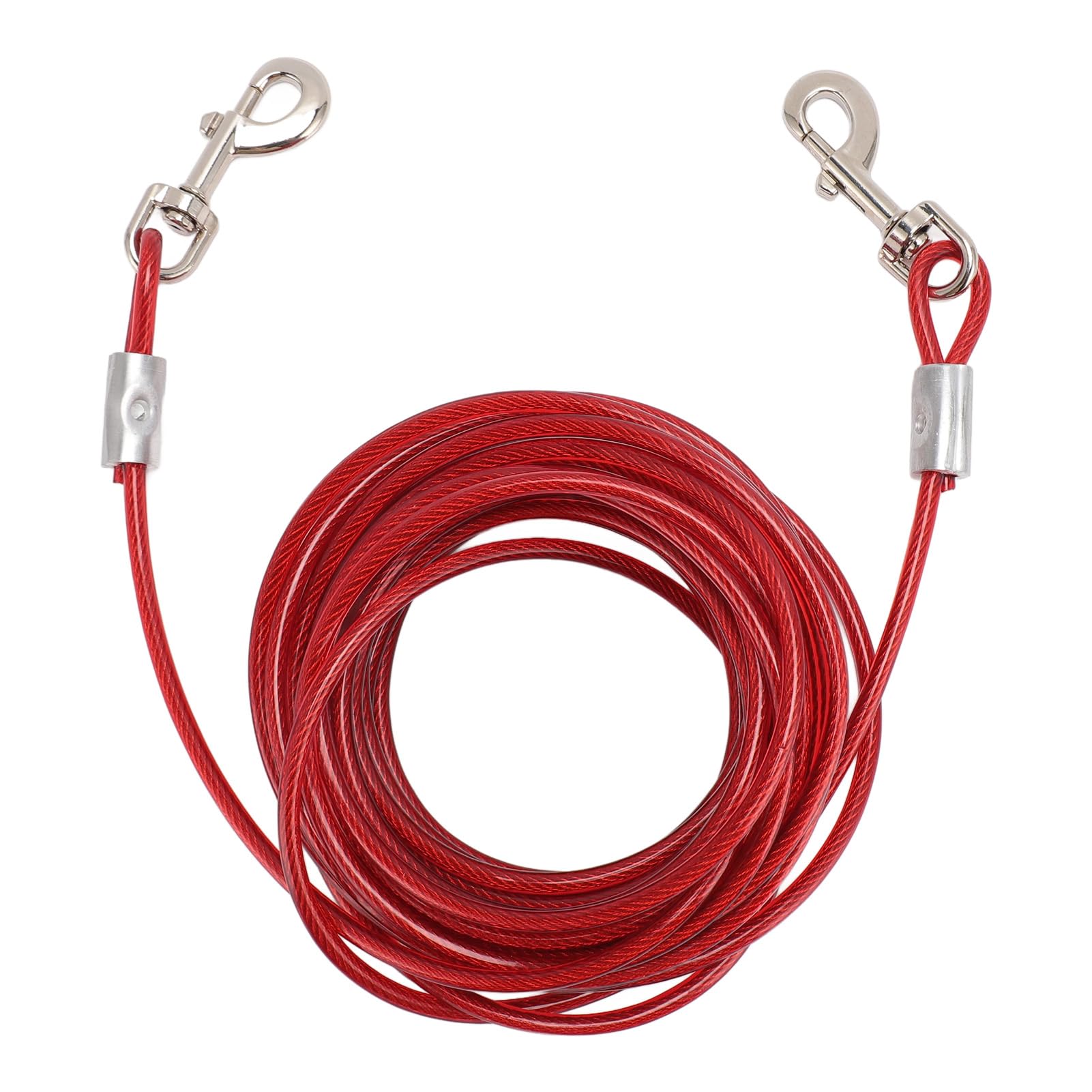 Cabo de amarração de aço para cães, cabeça dupla, resistente a mordidas (6 mm x 5 m / 16,4 pés). - 6