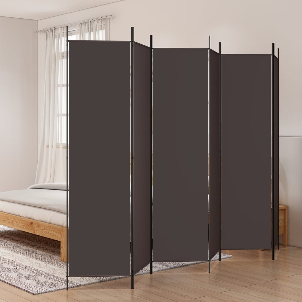 Cloison de séparation | Paravent | Séparateur 6 panneaux Marron 300x200 cm Tissu - 2