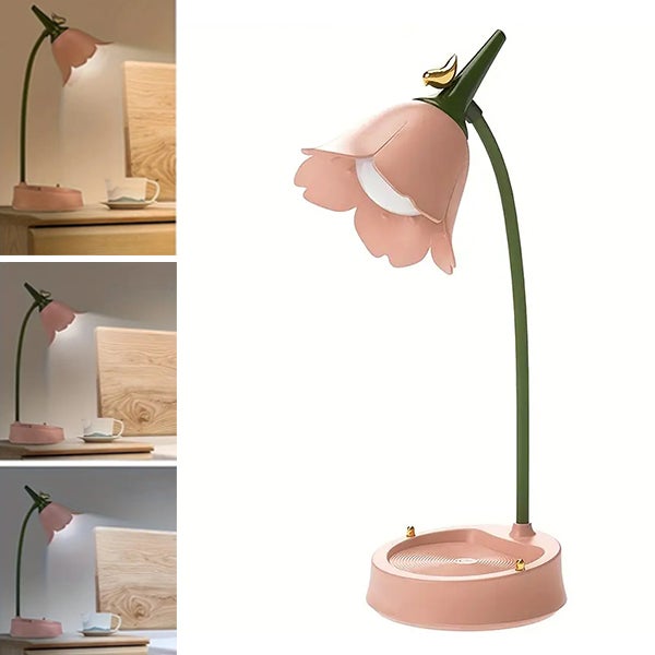 Lampe De Table Alina 3D Rose Et Blanc - Douille E27 Avec LED Incluse, Style Moderne