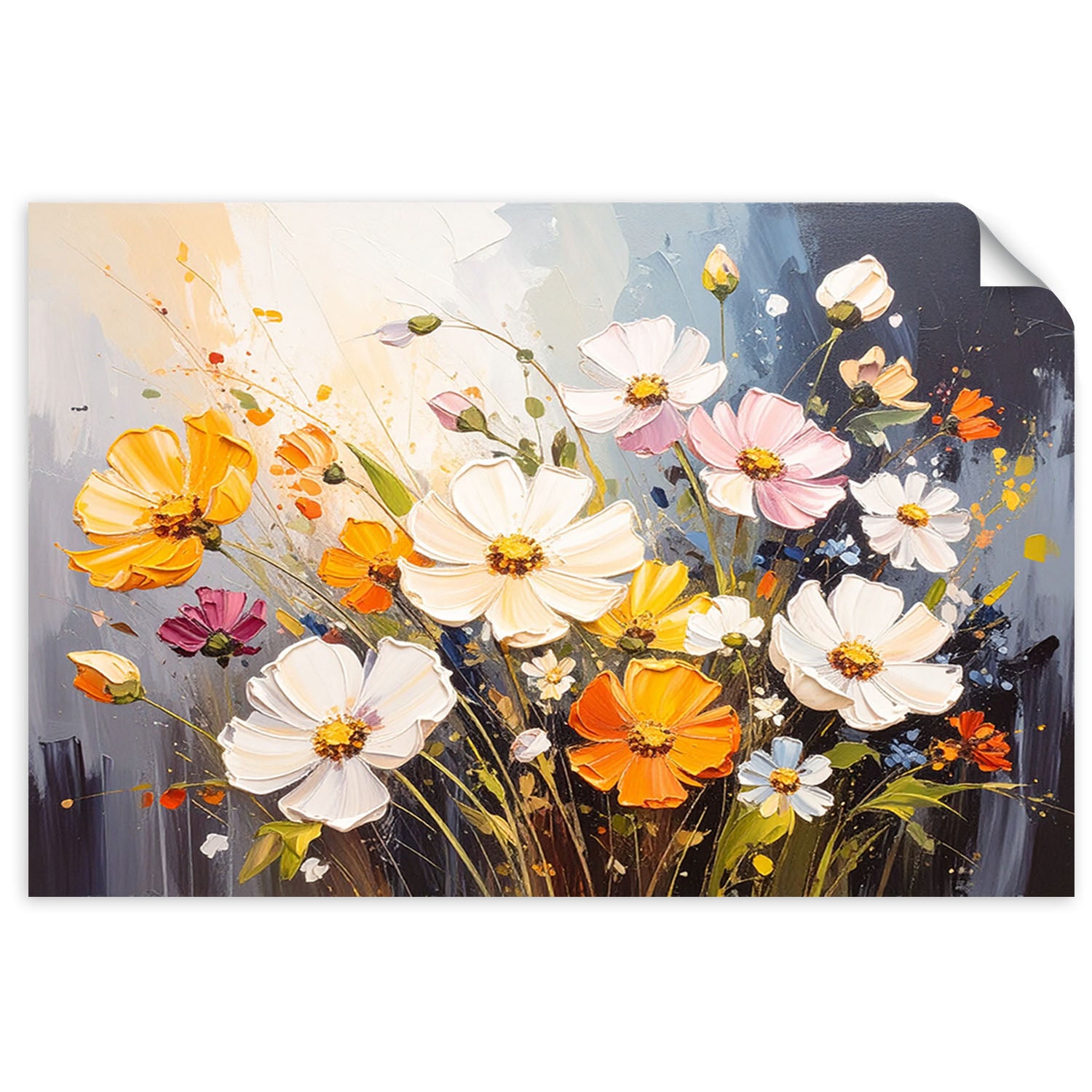 Naklejka na ścianę do salonu sypialni, Kolorowe polne kwiaty natura 60x40