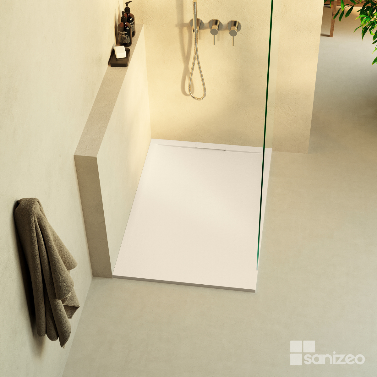 Receveur de Douche Extraplat 160x90x3cm Beige en Résine Minérale - Antidérapant, Texture Ardoise - RAGNAR LAVABERG - 2