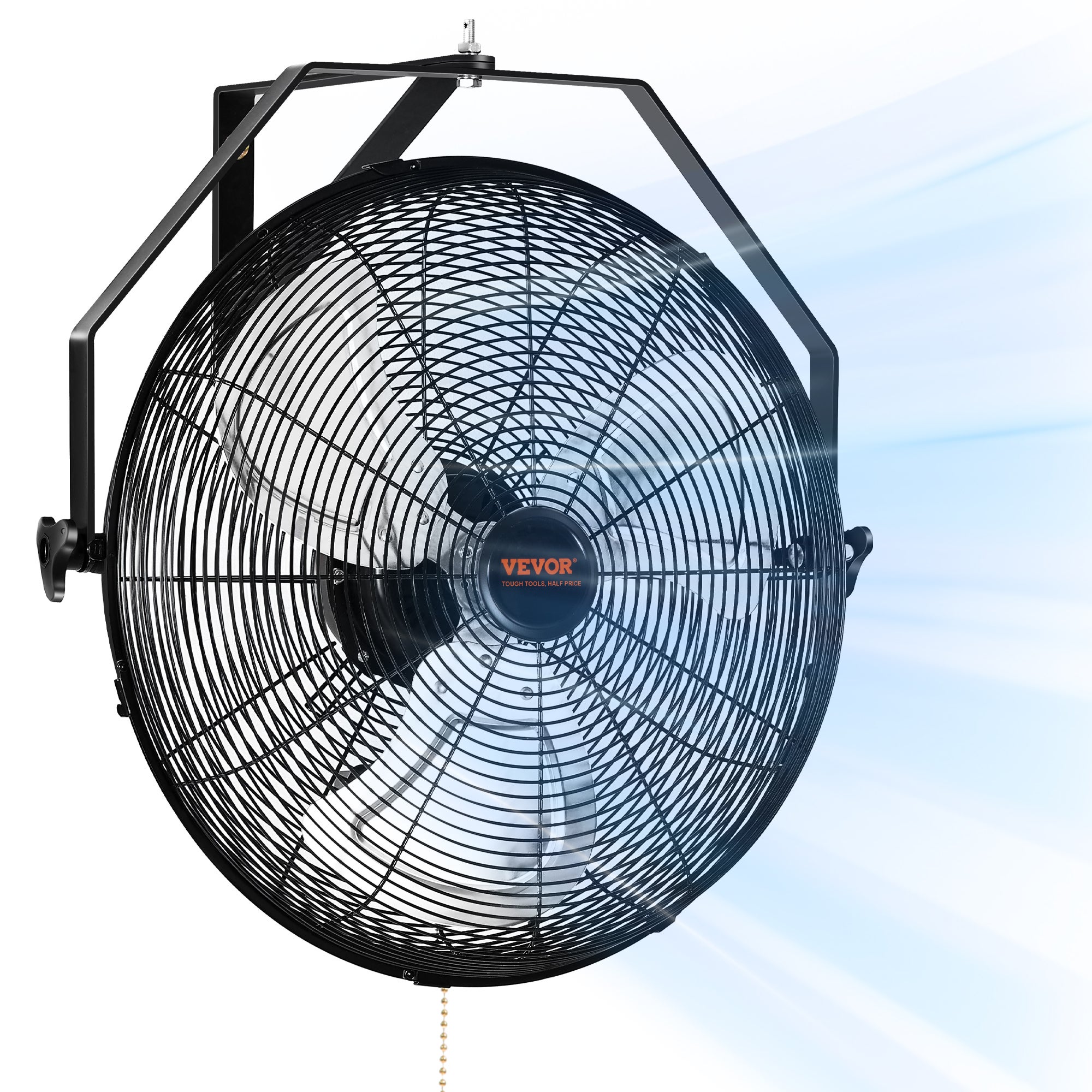 Wentylator Ścienny Przemysłowy VEVOR 45 cm, Ręczna Regulacja, IP44, 3 Prędkości, 2600 CFM, 80 W, Czarny