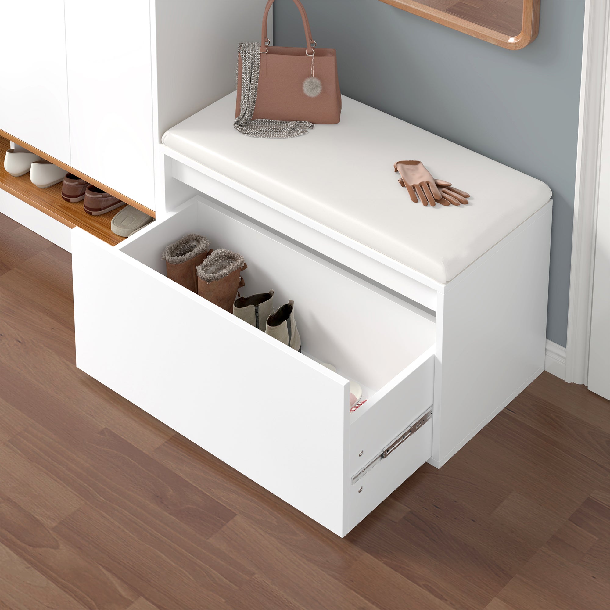 Banc à chaussures Degerfors 80 x 39 x 45 cm blanc [en.casa] - 4