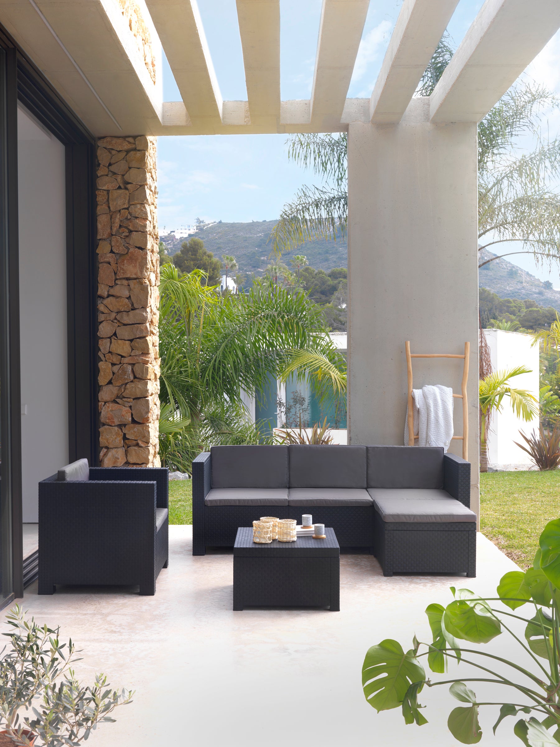 Salon bas de jardin en Plastique Gris 5 personnes - 2