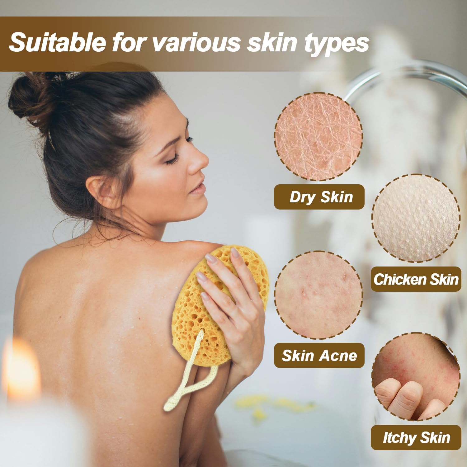 spugne da bagno, spugna grande e morbida a nido d'ape, spugna per bambini in schiuma densa per adulti e bambini, pulizia delicata (giallo 1) - 2