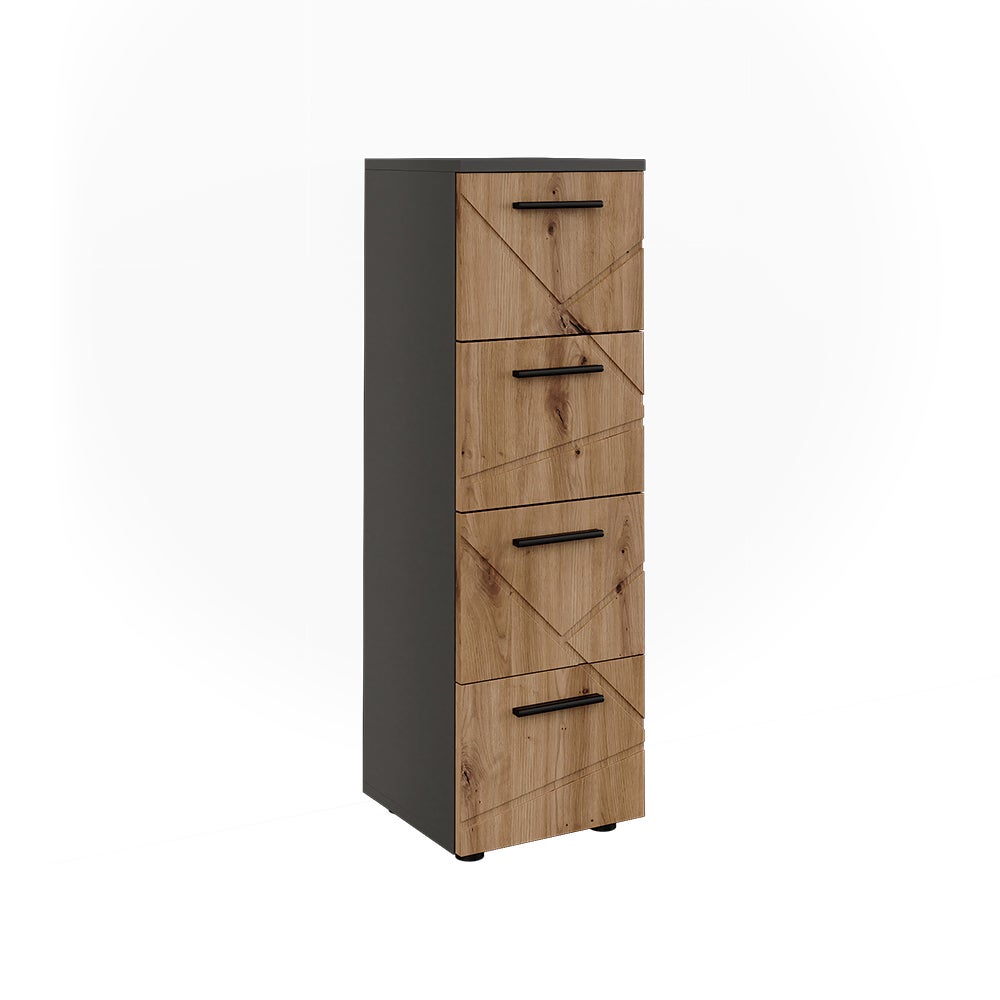 Vicco Szafka Midi Irma, Antracyt/Dąb goldkraft, 30 x 95 cm z 4 szufladami