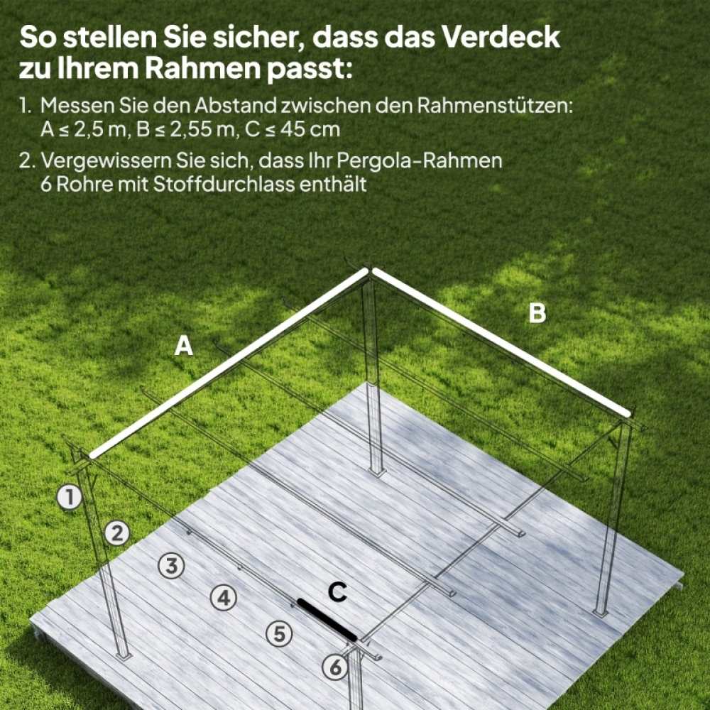 Toldo de repuesto pergola 3x3m crema poliéster impermeable techo retráctil drenaje agua resistente intemperie Leroy Merlin - 4