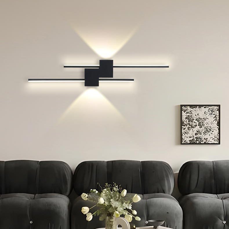 Kinkiet LED 60 cm, kreatywna lampka nocna, oświetlenie dekoracyjne, 3 regulowane temperatury barwowe, kinkiet LED 26 W, czarny - 2