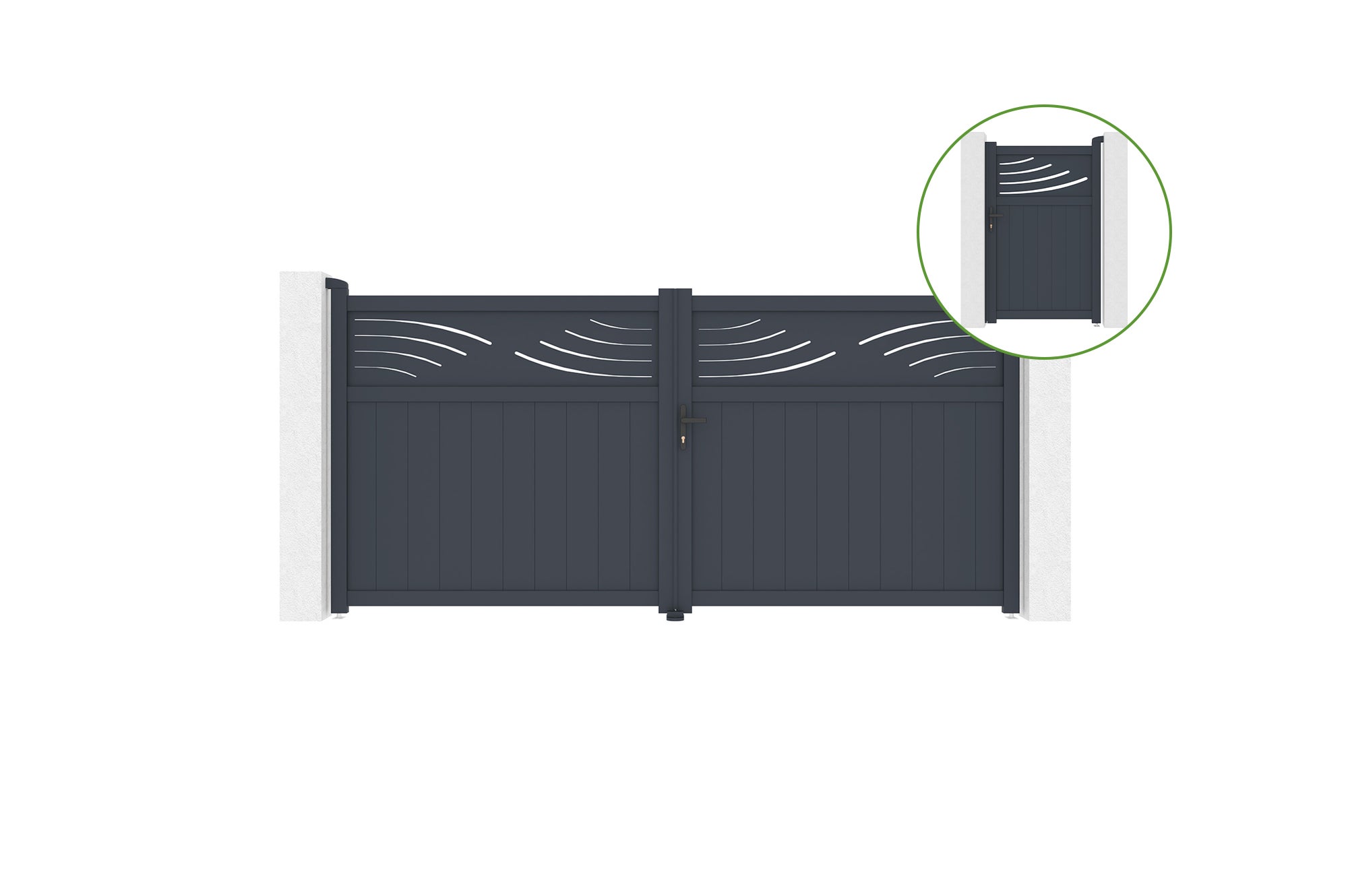 Brama skrzydłowa 3,4m HALTI H.160cm aluminiowa + brama HALTI H160 SZARY