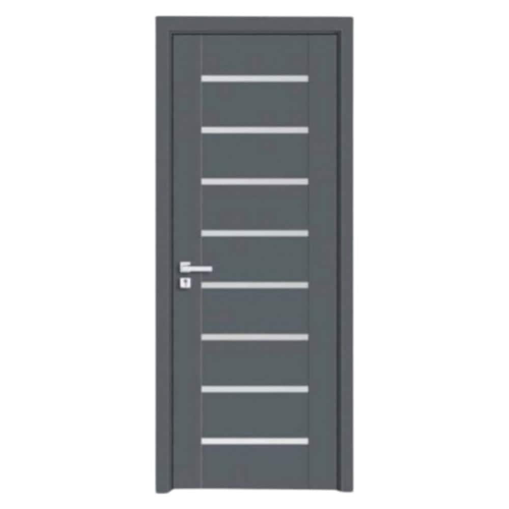 Usa interior din MDF Novo Doors ND11 LUX PREMIUM, Cadru lemn, Kit complet, Toc reglabil 30 cm inclus, Plinta pe Ambele Parti, 70x200 cm, Gri antracit