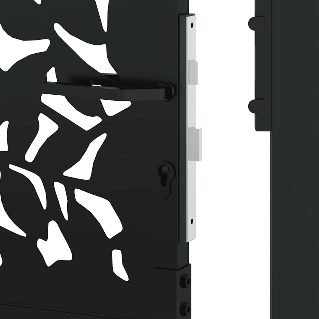 vidaXL Portail de jardin noir 100x150 cm en acier avec motif feuille - 7