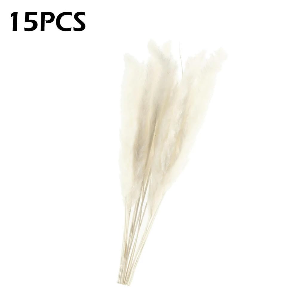 Lot de 15 herbes de pampa artificielles, grands roseaux pelucheux déco bohème pour vase, mariage, maison, salon, cuisine ou bureau - 4