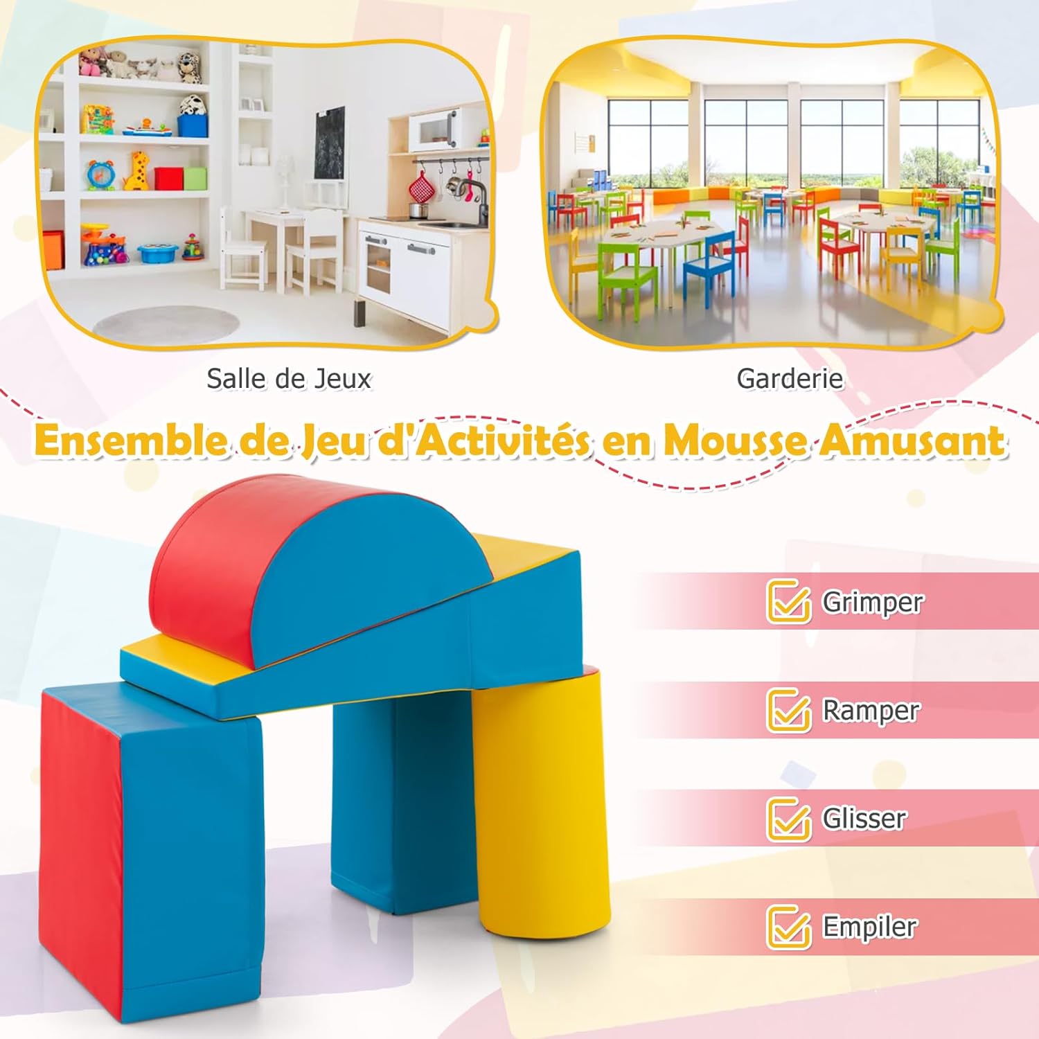 5 PCS Parcours Motricité Bébé, Module Motricité en Mousse PU avec Remplissage en EPE, Jouets Éducatifs Convient pour Enfants d'Âge Préscolaire - 6