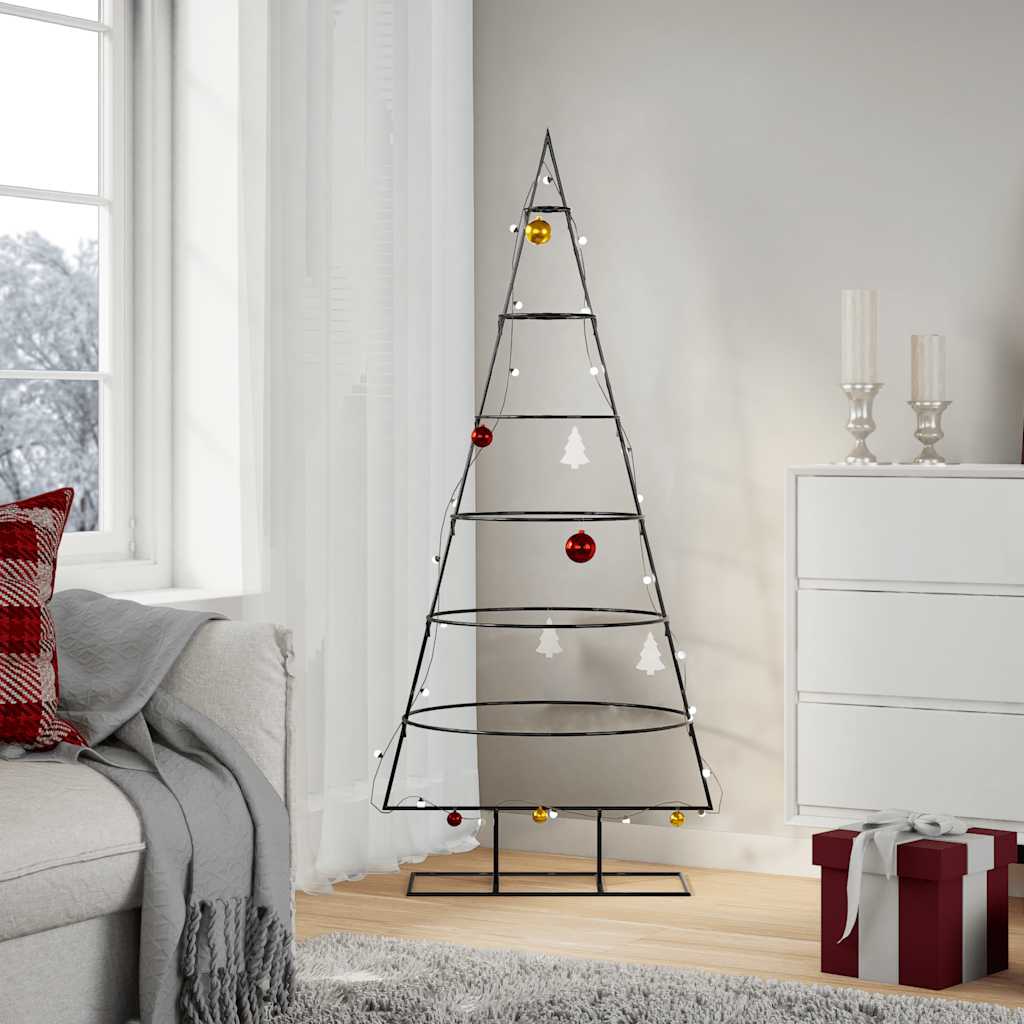 Metalowa choinka świąteczna, do dekoracji, czarna, 150 cm vidaXL
