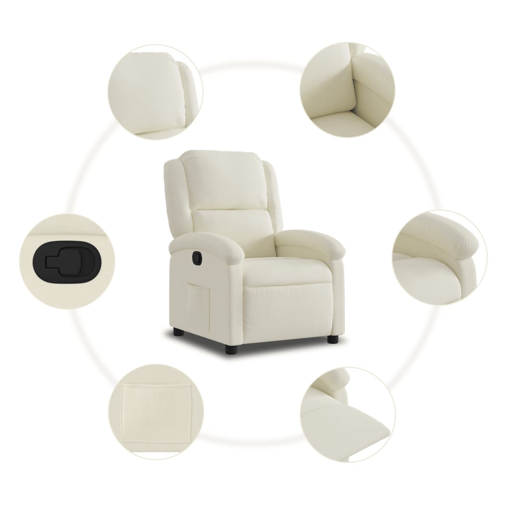 Fauteuil inclinable Crème Velours - 7