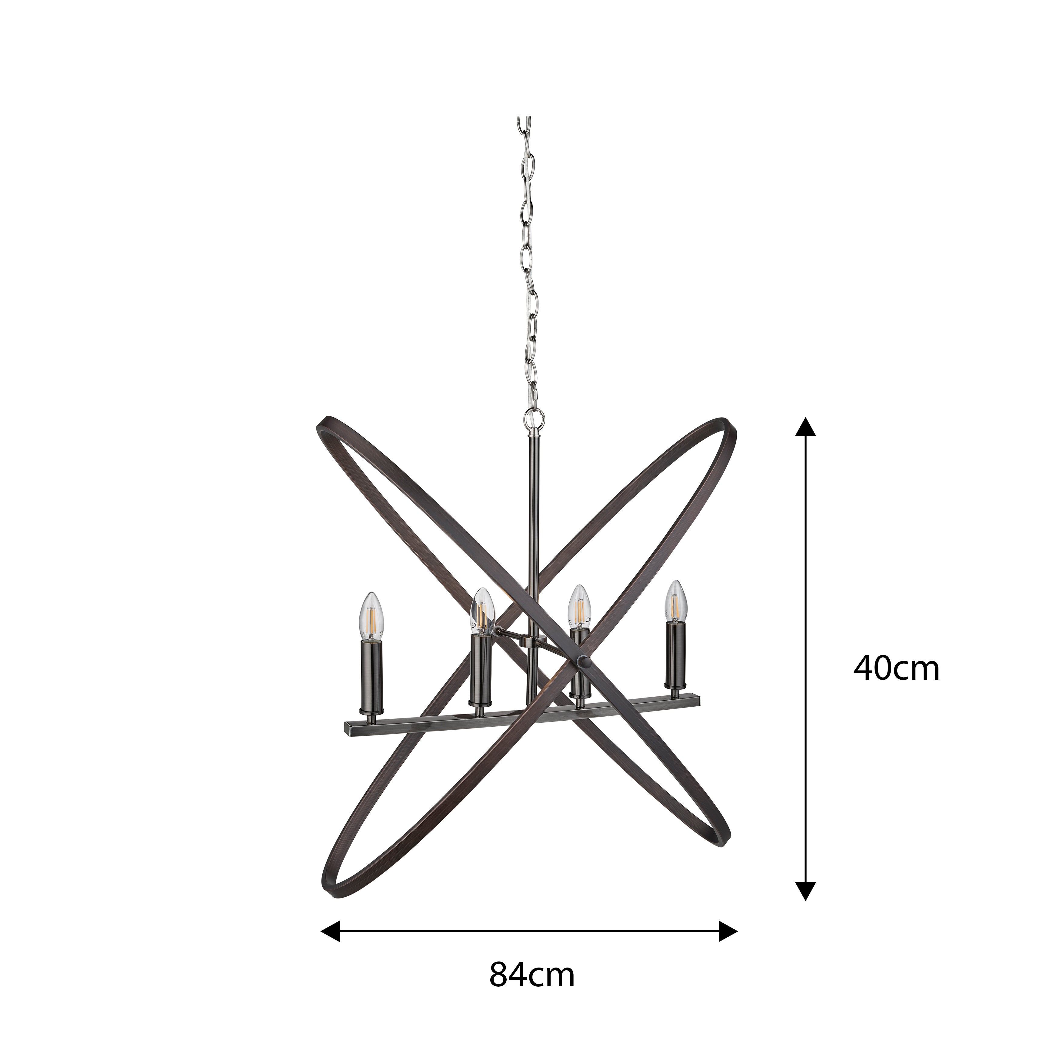 Suspension HOOPLA 4L Métal étain Diamètre 62 hauteur 150cm E14 4x60w maxi - 5