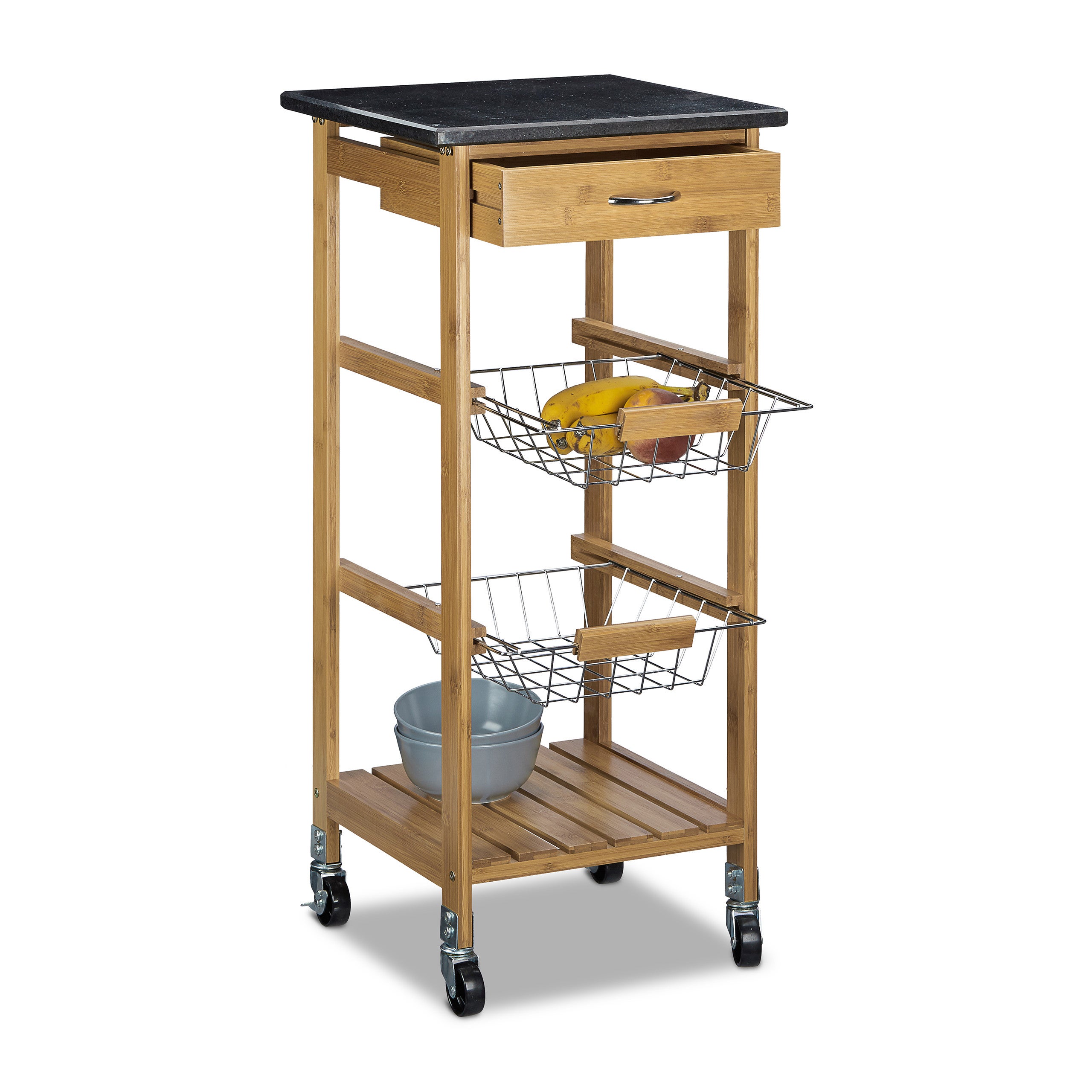 Étagère De Cuisine Industrielle En Bambou Et Acier - 120 Cm De Haut - Design Moderne Pour Rangement Et Décoration (Noir Mat) - 7