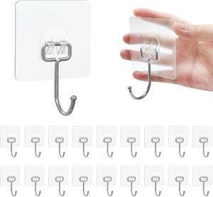 Ganci autoadesivi in plastica, 12 pezzi, per asciugamani, senza foratura, per cucina, bagno e ufficio