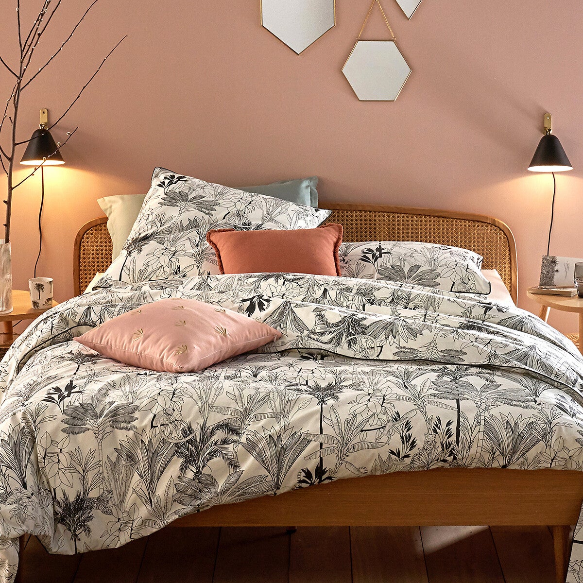 Housse de couette imprimé en percale coton bleu 260x240 cm Banama | Maisons du Monde