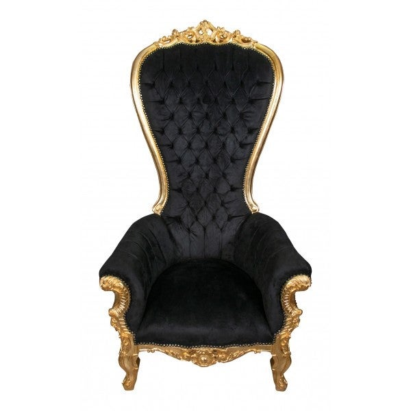 Biscottini sillón de salón 185x95x90 cm | sillón de respaldo alto estilo barroco dorado | sillón de dormitorio estilo luis xvi | silla barroca