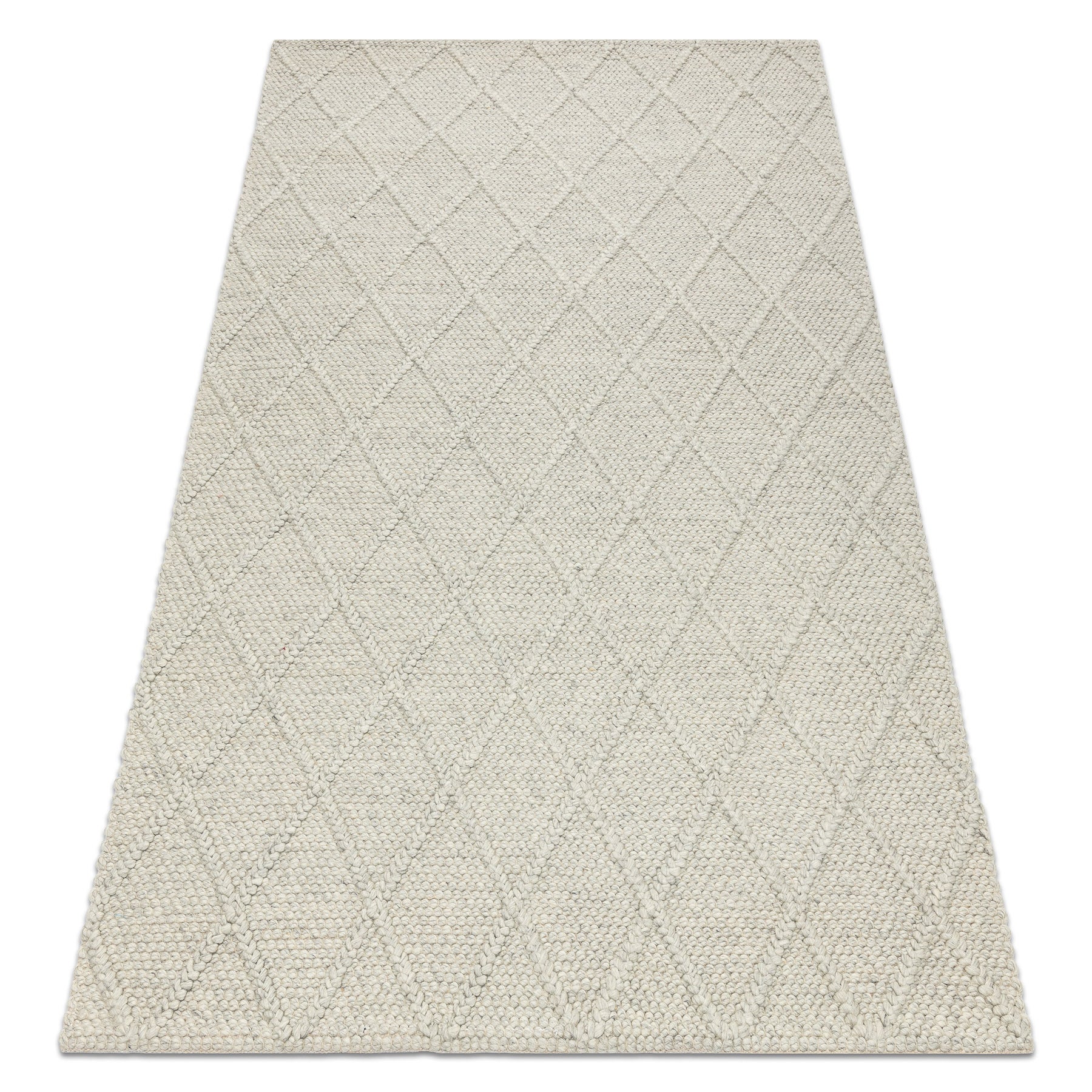 Dywan wełniany TAHAR 99001C beżowy - RĘCZNIE TKANY pętęlkowy, Romby, boho 200x290 cm