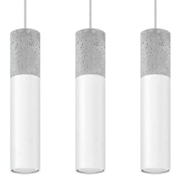 Lampa wisząca Borgio biało-szara 3xGU10x40W wym: 100 x 40 x 40 cm beton architektoniczny Sollux Lighting