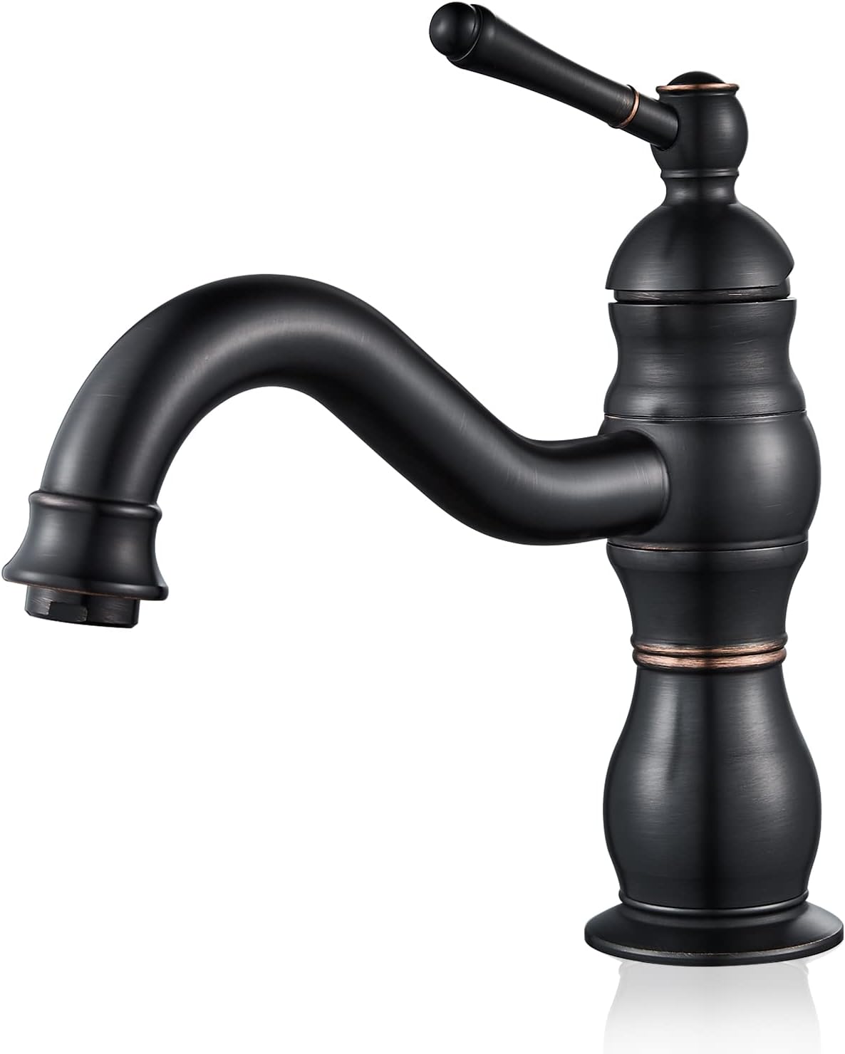 Obrotowa bateria łazienkowa 360° w kolorze antycznej czerni – mosiężna bateria jednouchwytowa – bateria umywalkowa w stylu vintage – z wężem dopływowy