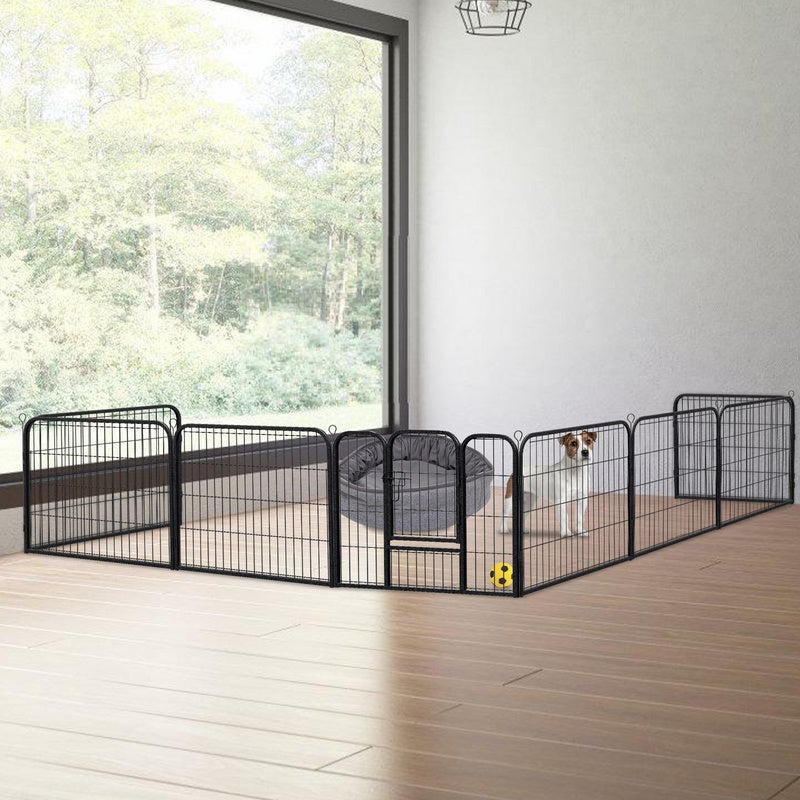 Enclos pour chien 8 pièces hauteur 60cm parc pour chiots avec porte et bâche de protection pliable Montage sans outil pour chiens et chats - 5