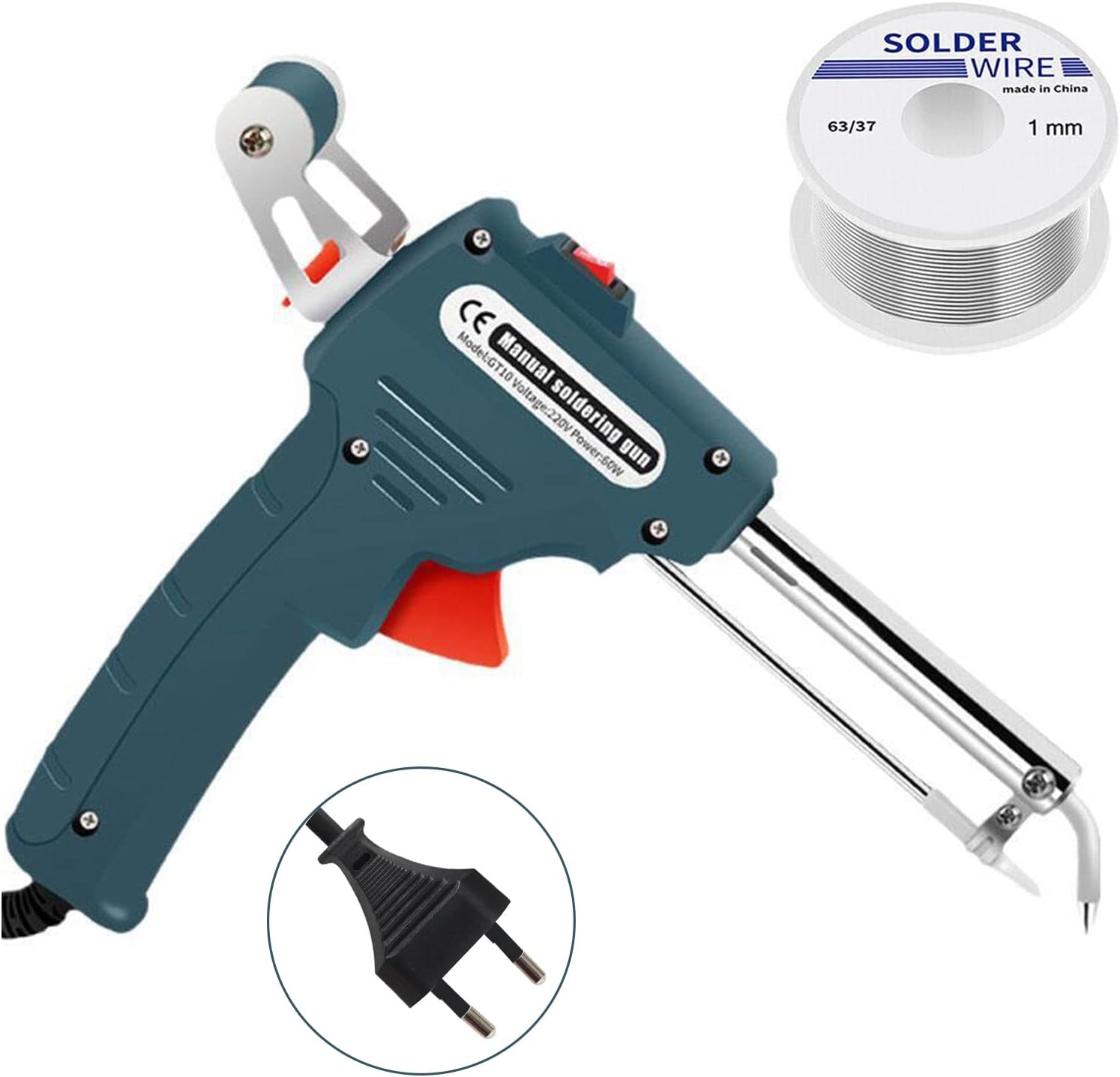 Automatyczny elektroniczny pistolet do lutowania 60 W, pistolet do lutowania z drutem lutowniczym do elektroniki, napraw samochodowych, majsterkowania