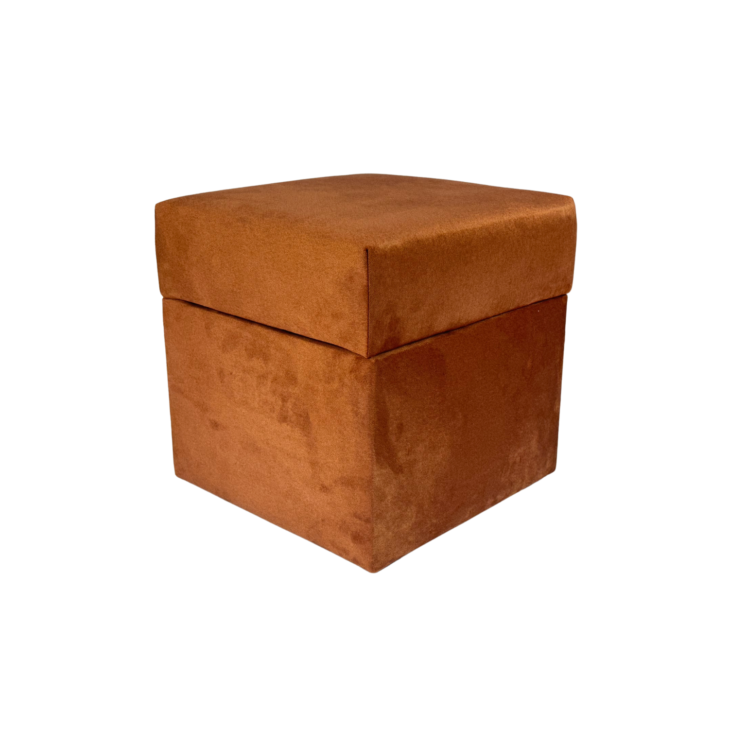 Pufa otwierana kwadratowa ELEMENT 40x40 cm delikatny łatwoczyszczący welur trudnopalny ze schowkiem stylowa ceglana