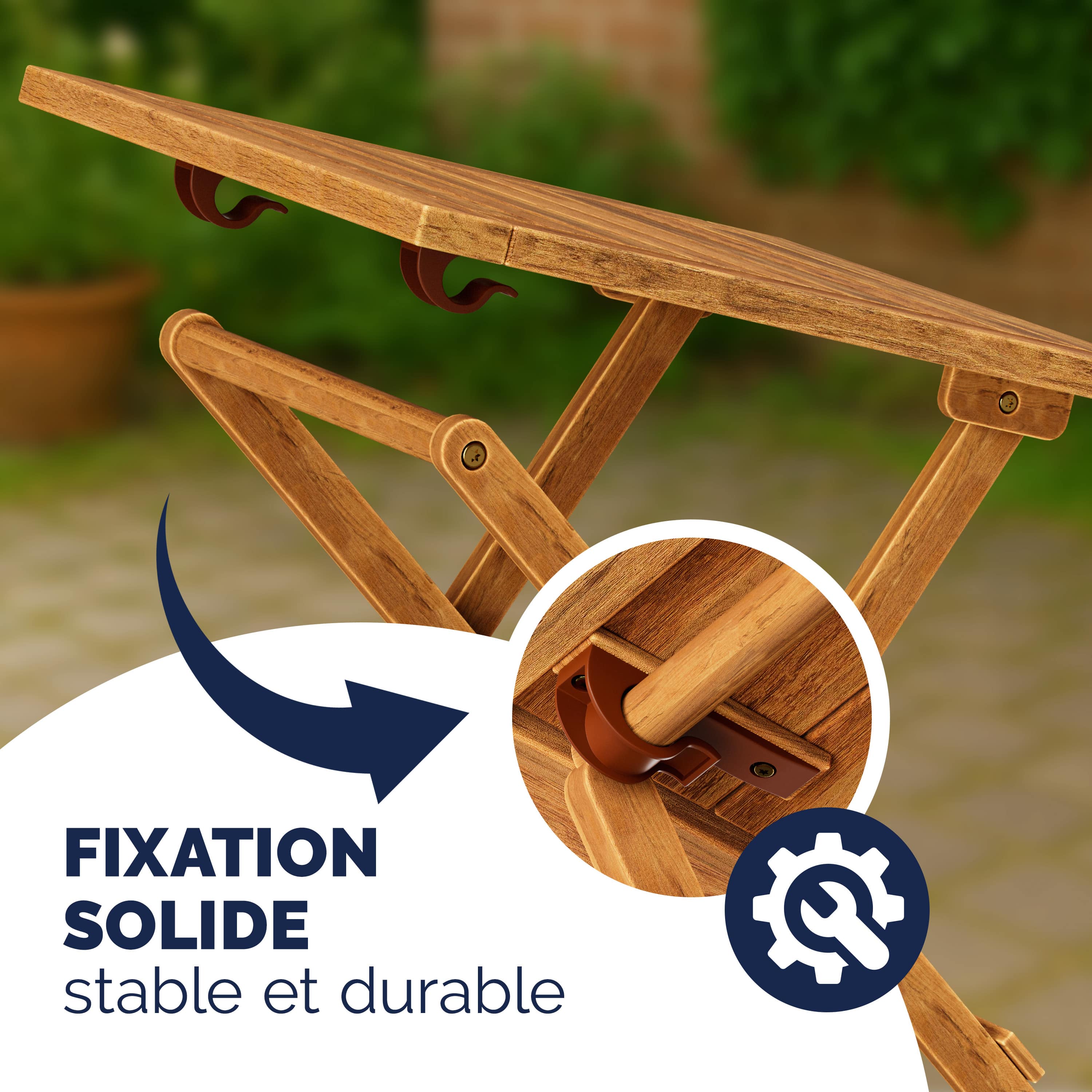 CASARIA® Table basse pliante en bois d'acacia 46x46cm Table d'appoint pliable pour jardin terrasse Intérieur extérieur - 5