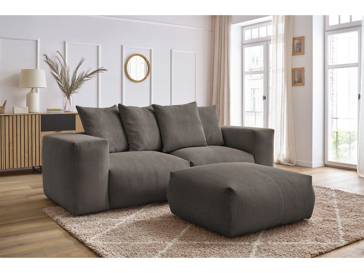 Canapé droit fixe modulable VOLTAIRE avec pouf BOBOCHIC 4 places Taupe ...