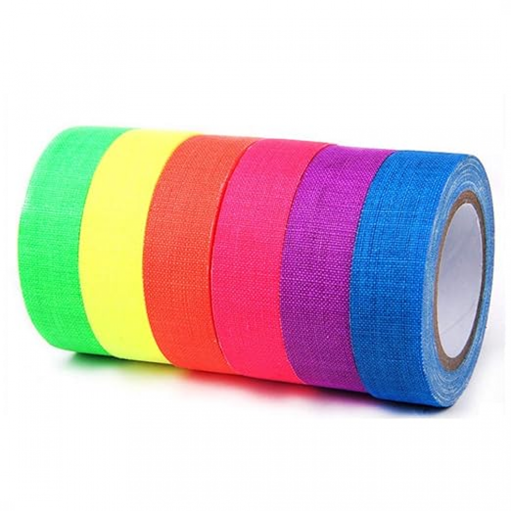 6 sztuk - taśma świecąca w ciemności - taśma klejąca - Taśma samoprzylepna świecąca w ciemności - 6 kolorów - 15mm*5m - bawełna