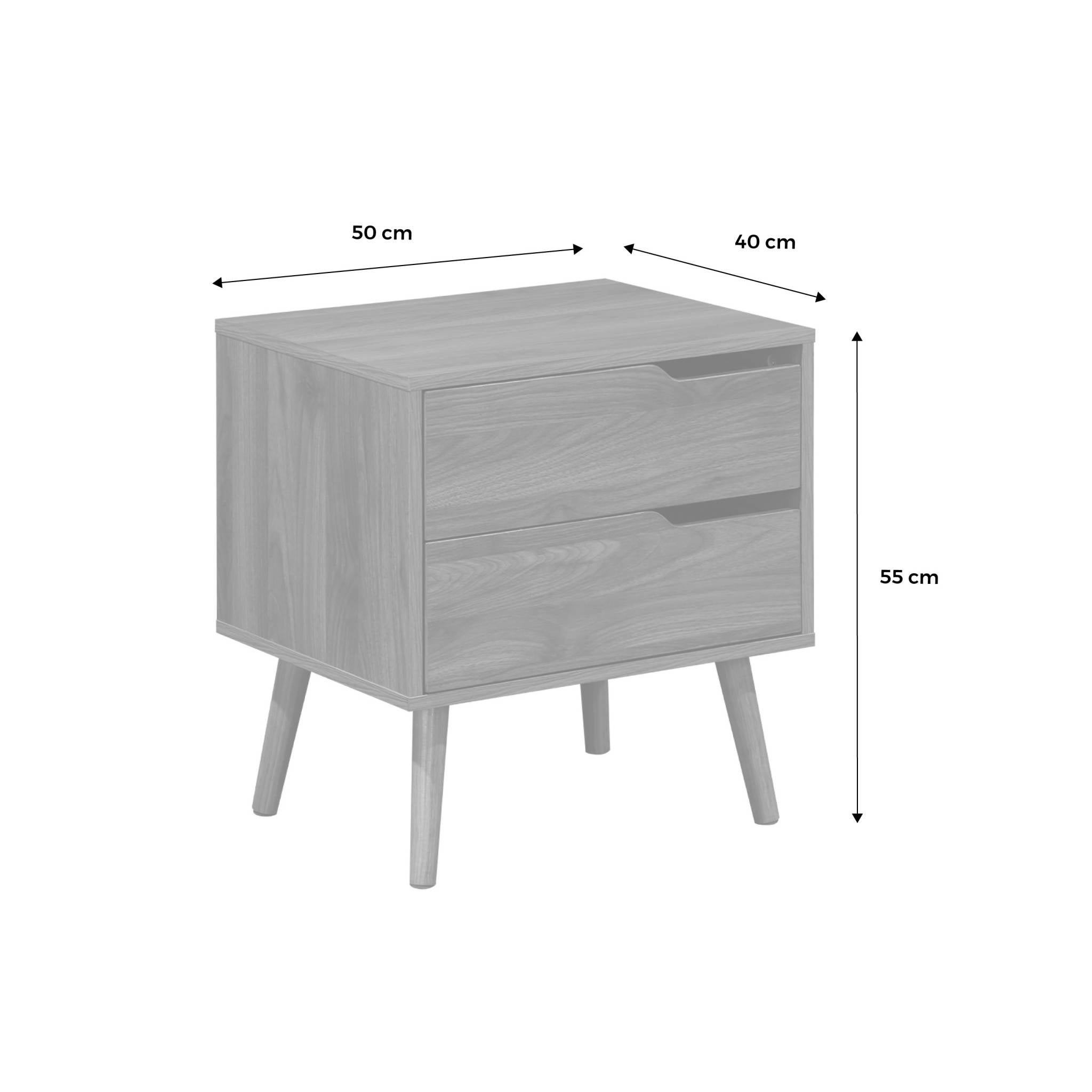 Lot de 2 tables de chevet décor bois teinté noyer. 2 tiroirs. pieds en pin massif NEPAL - 4