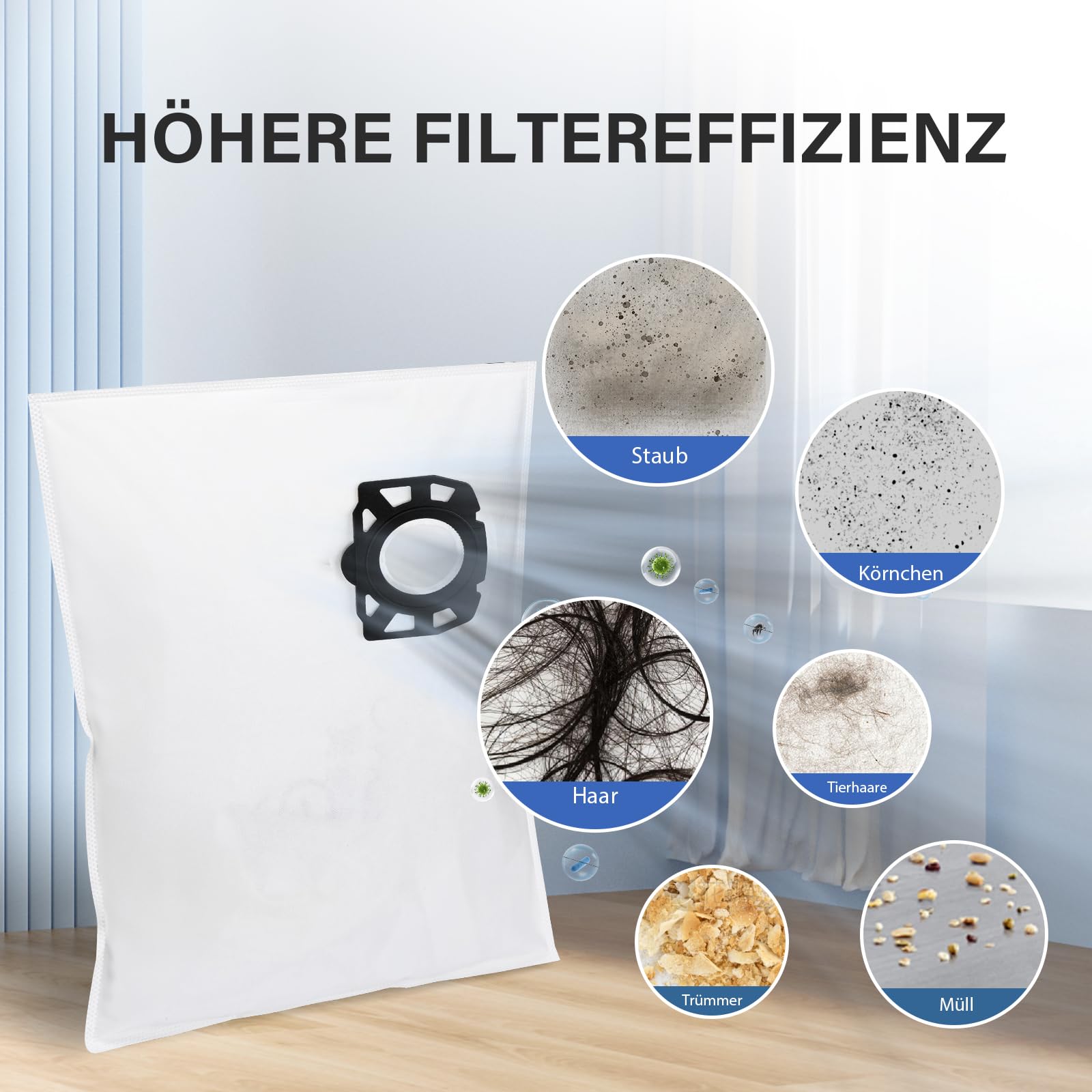 Lot de 12 sacs pour aspirateur compatibles avec Kärcher WD2 Plus/WD3/KWD1/KWD2/KWD3/WD3.200 - WD3.800 M/SE4001/SE4002, aspirateurs eau et poussière - 4