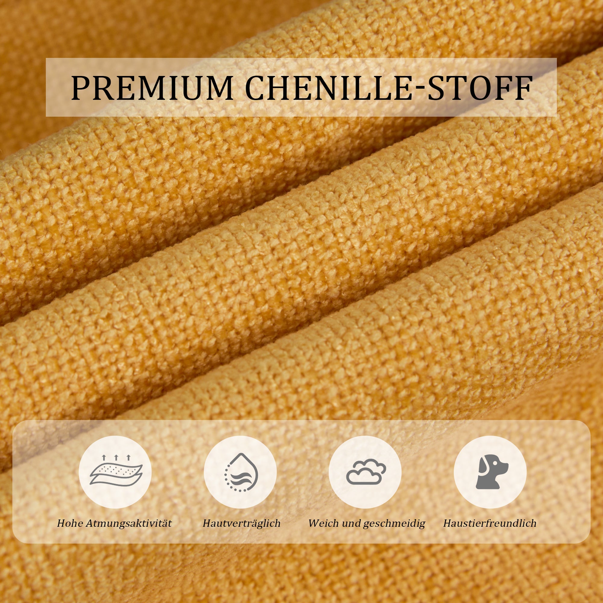 Canapé convertible - Dossier réglable et ports USB - 2 places - Chenille - Jaune (173x78x78cm) - 6