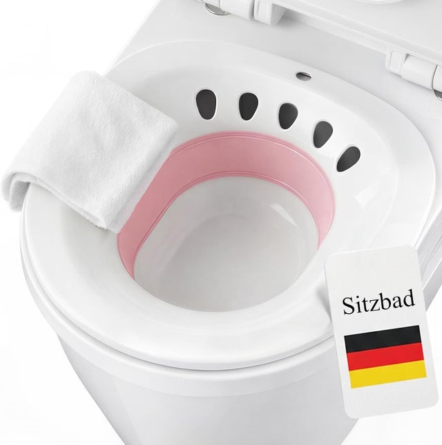 Bain de Siège pour les Hemorroide, Pliable Sitz Bain Bassin Pour les Femmes Enceintes, Bain de Siege Toilette Intime, Bains de Siège Rond à Suspendr