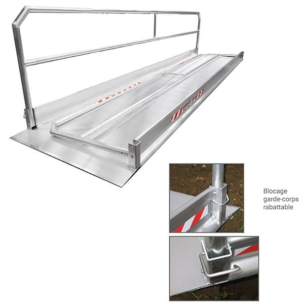 Rampe d'accès pour piétons - Longueur de 3m26 pour un fossé de 2.60m - Capacité de charge max 400kg/m² - Vendue à l'unité - MPP32/10U - 5