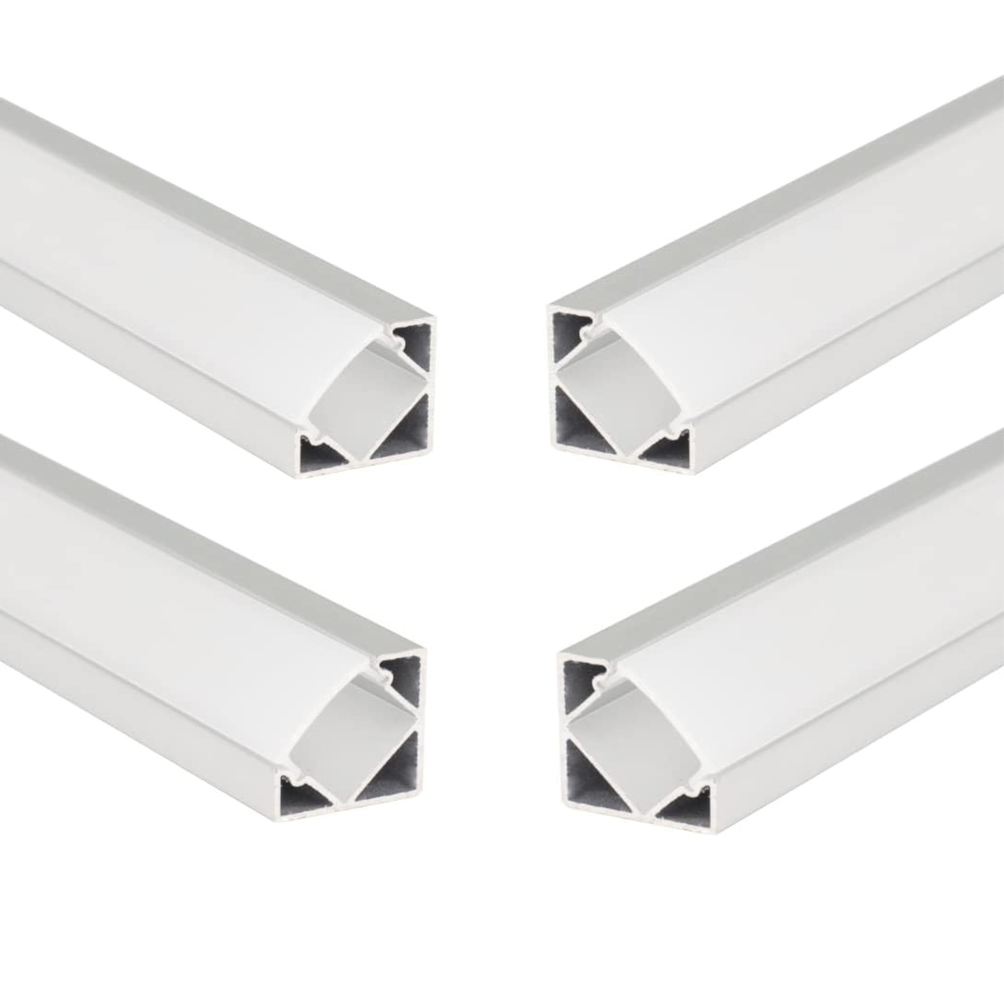 Opakowanie x4 Biały profil aluminiowy 1m do taśmy LED Narożnik z półprzezroczystą osłoną 18,2x18,2mm