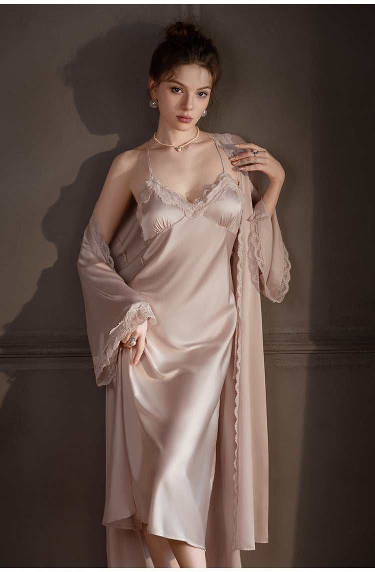 Peignoir de bain kimono en satin et soie pour femme - 6