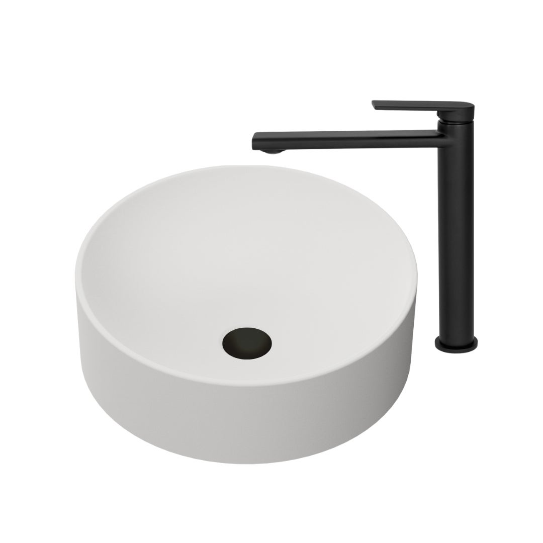 Umywalka Circle GranMaster biała - Zestaw wraz z korkiem klik klak oraz baterią 1szt.