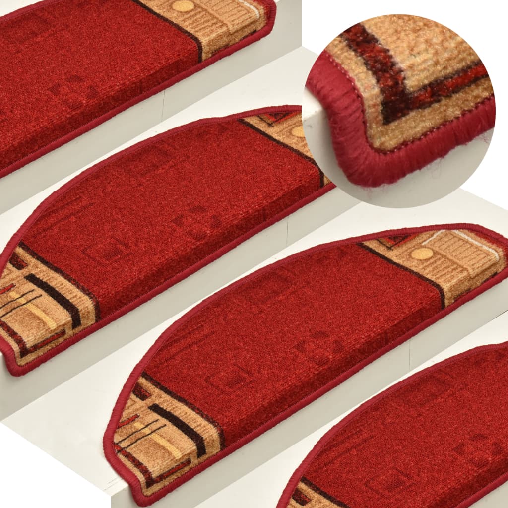 Peldaños de escalera autoadhesivos 15 unidades rojo 65x21x4 cm vidaxl
