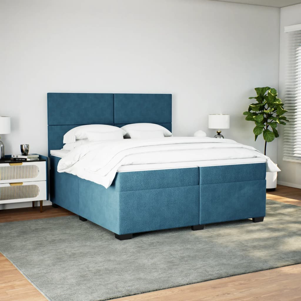 Maison Exclusive - Sommier à lattes de lit et matelas Bleu 200x200 cm velours - 5