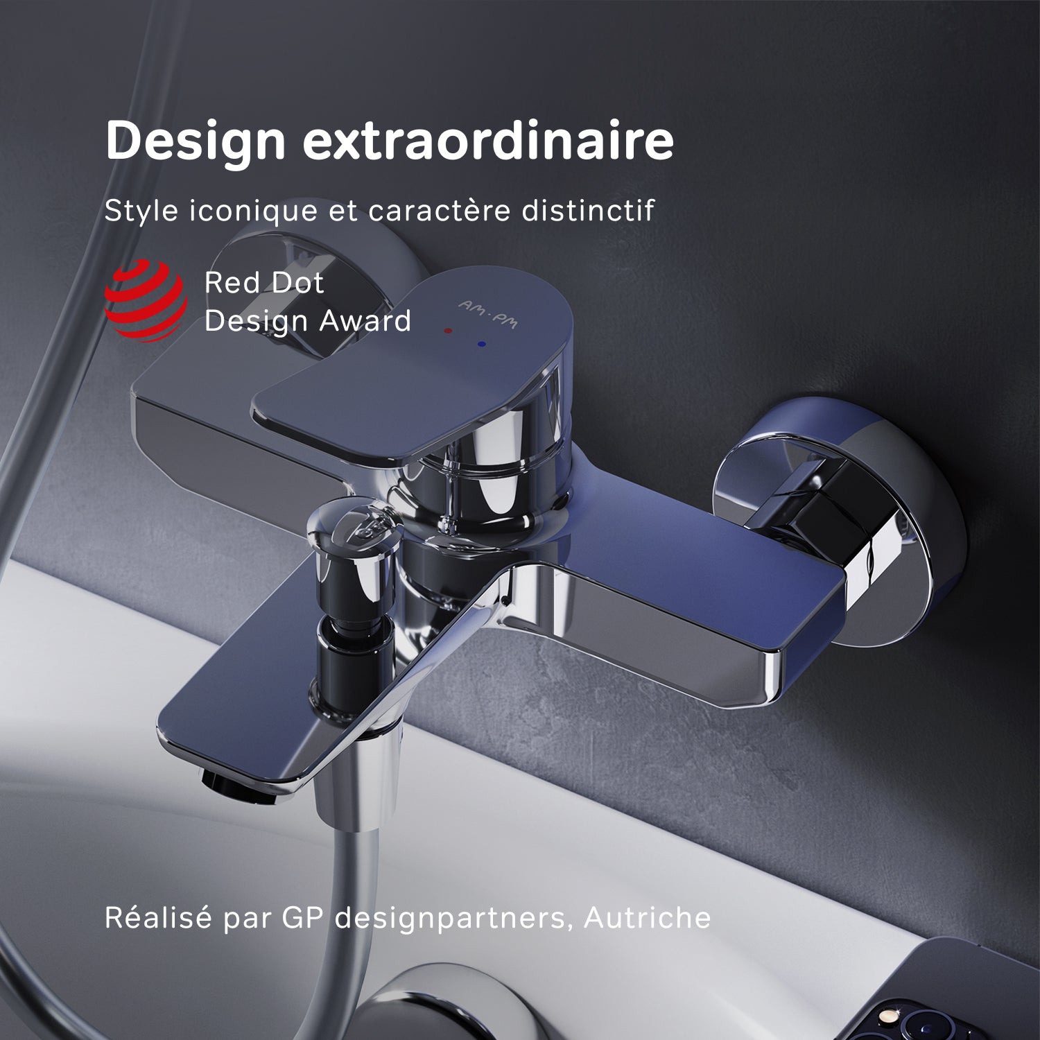 Mitigeur de baignoire mécanique Robinet salle de bain, mitigeur de bain, Chromé, X-Joy FXA10000 AM.PM - 2
