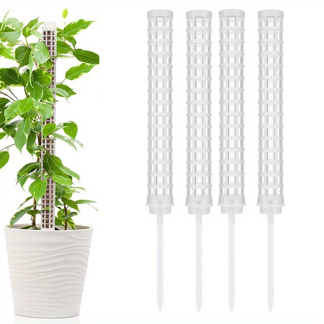 Plateau de plante de tige de mousse en plastique, 4 pièces Monstera Trellis, plantation de jardin Support de plante Ivy, blanc